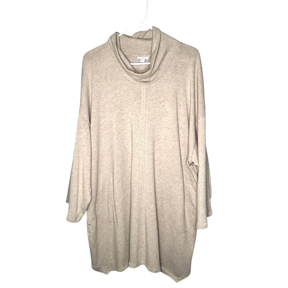 J. Jill Pure Jill Oatmeal Cotton Blend Cowl Neck Loose Fit Tunic L Tall